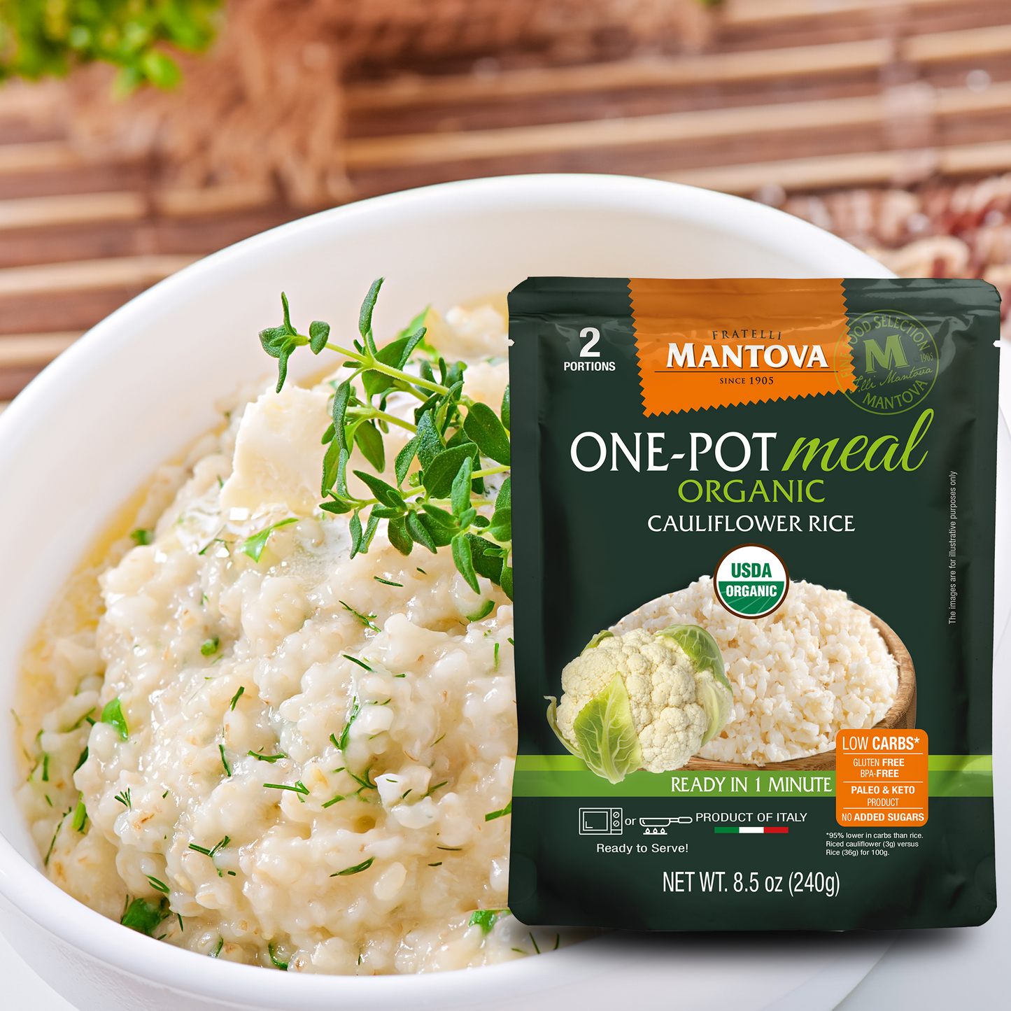Mantova Organic Cauliflower Rice, 8.5 oz.