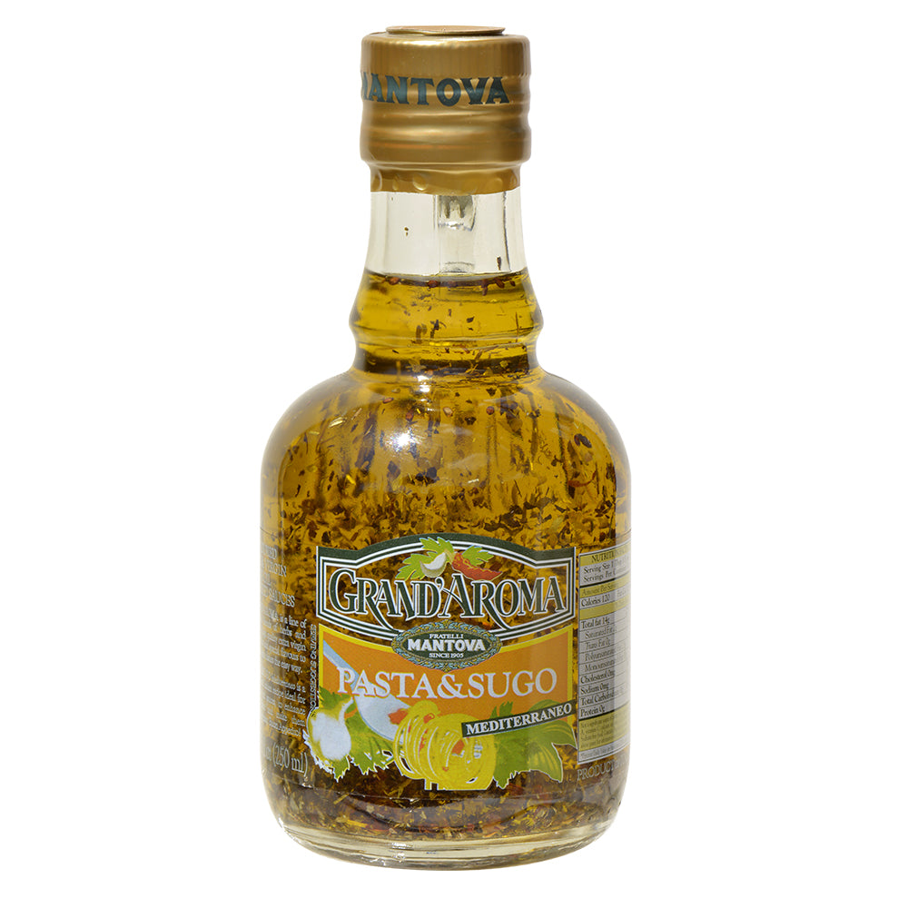 Mantova Grand'Aroma Flavored Extra Virgin Olive Oil Variety Set: Pasta & Sugo, Pizza & Pizza, Lemon, Rosemary, 8.5 Fl Oz each