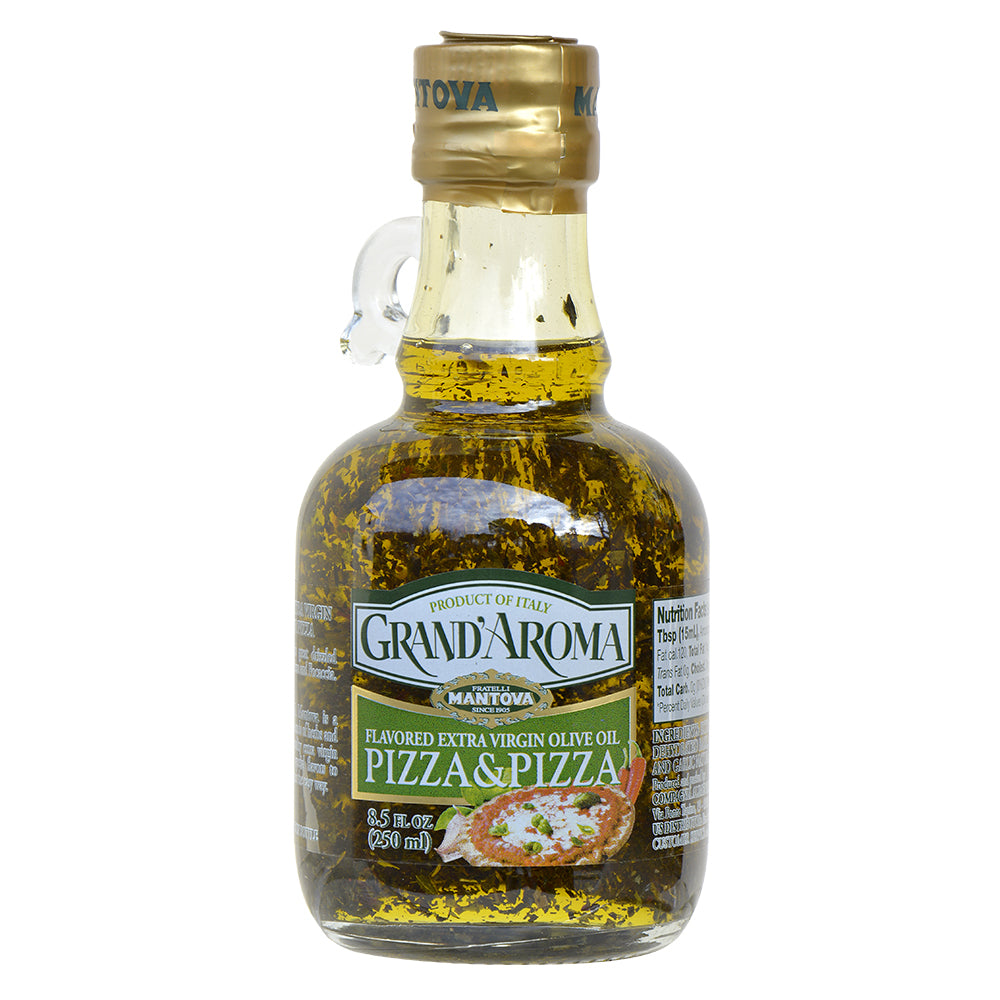 Mantova Grand'Aroma Flavored Extra Virgin Olive Oil Variety Set: Pasta & Sugo, Pizza & Pizza, Lemon, Rosemary, 8.5 Fl Oz each