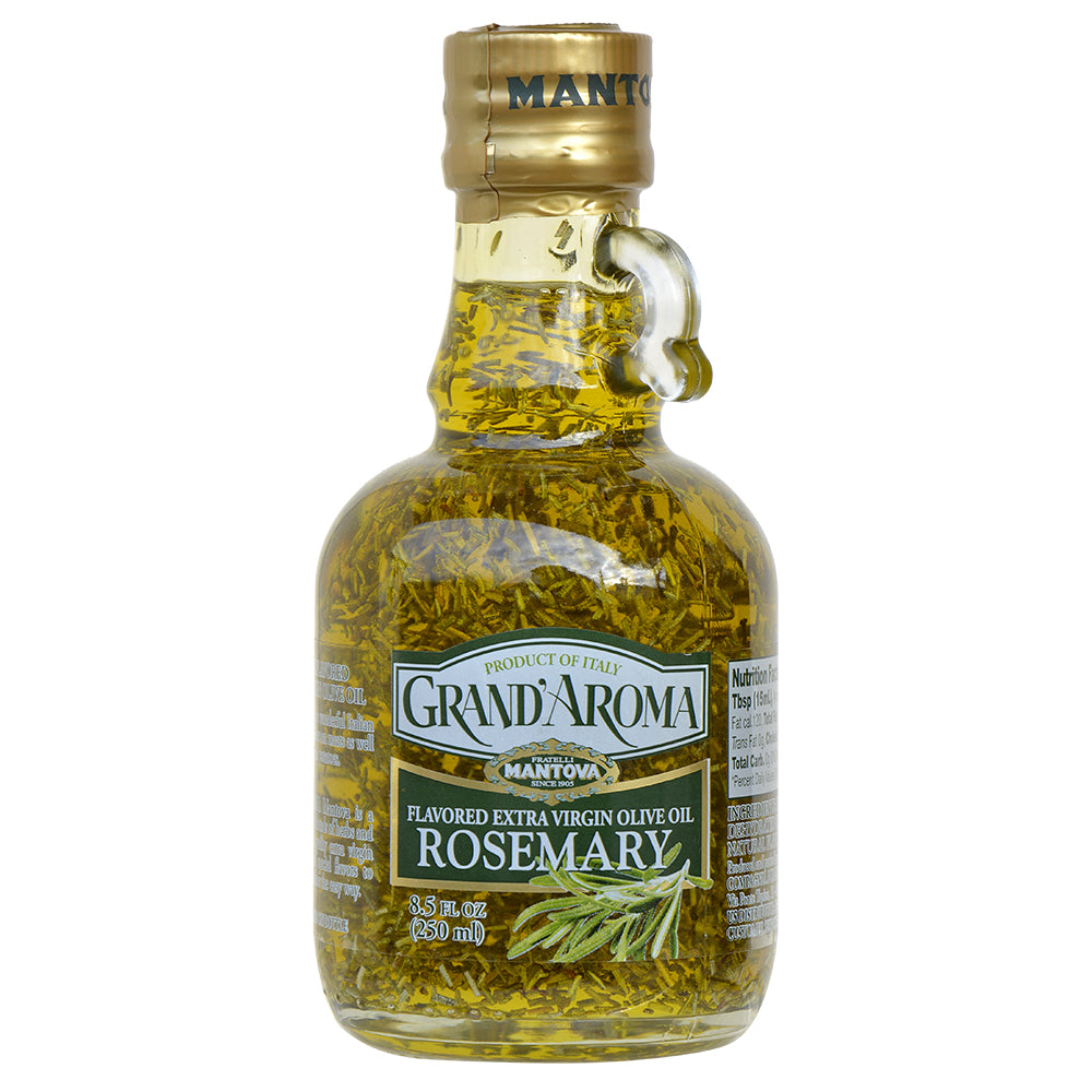 Mantova Grand'Aroma Flavored Extra Virgin Olive Oil Variety Set: Pasta & Sugo, Pizza & Pizza, Lemon, Rosemary, 8.5 Fl Oz each
