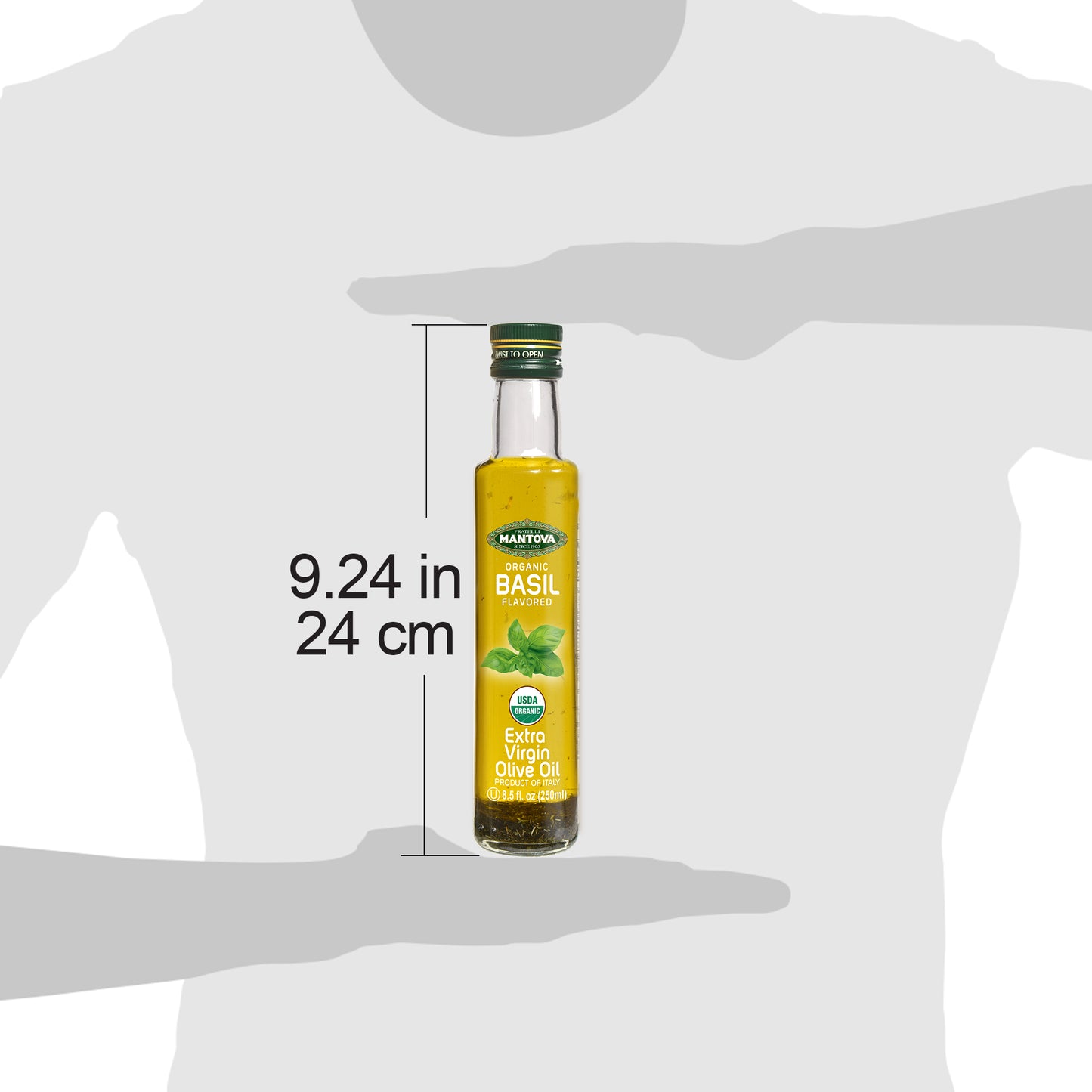 Mantova Organic Basil Extra Virgin Olive Oil, 8.5 oz.