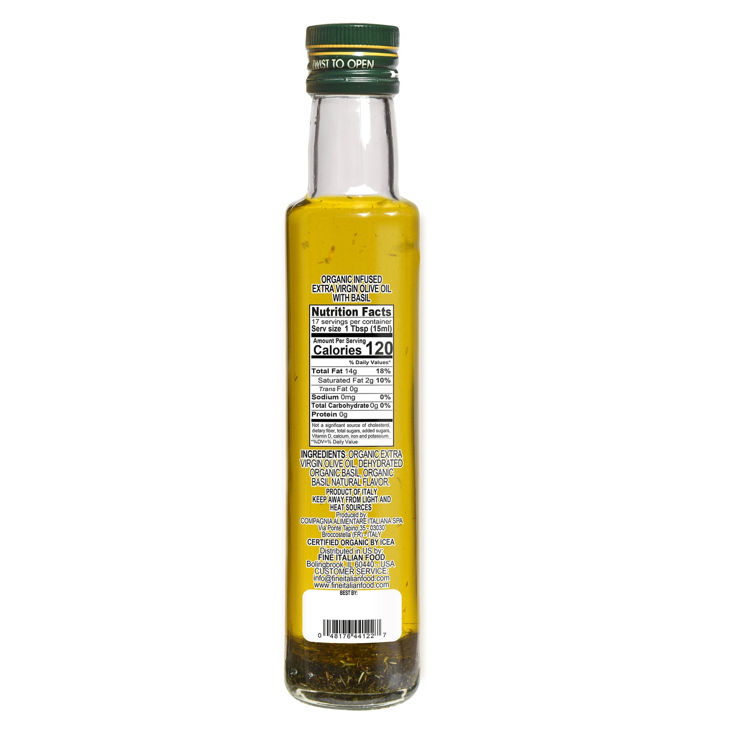 Mantova Organic Basil Extra Virgin Olive Oil, 8.5 oz.