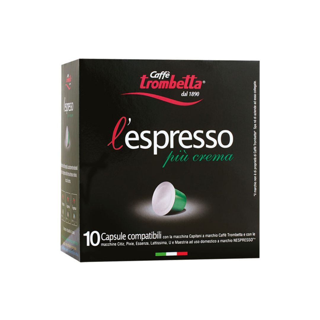 Trombetta Nespresso Piu Crema Pods, 10 count