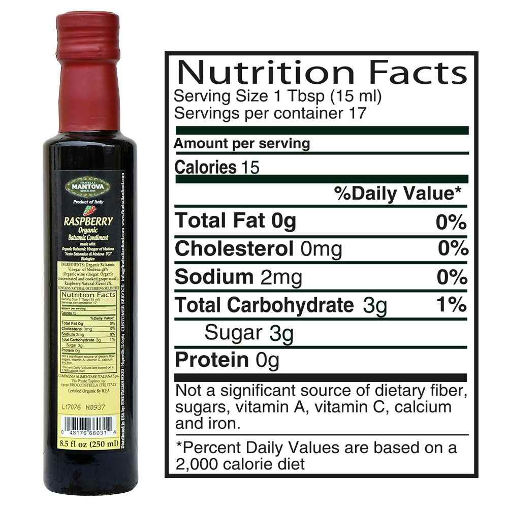 Mantova Organic Raspberry Balsamic Vinegar of Modena, 8.5 fl. oz.