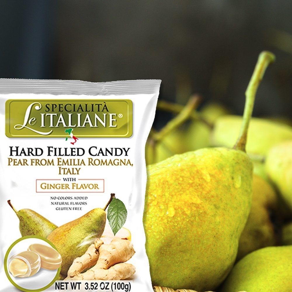 Le Specialità Italiane Hard Candy with Pear of Emilia Romagna PGI and Ginger, 3.52 oz.
