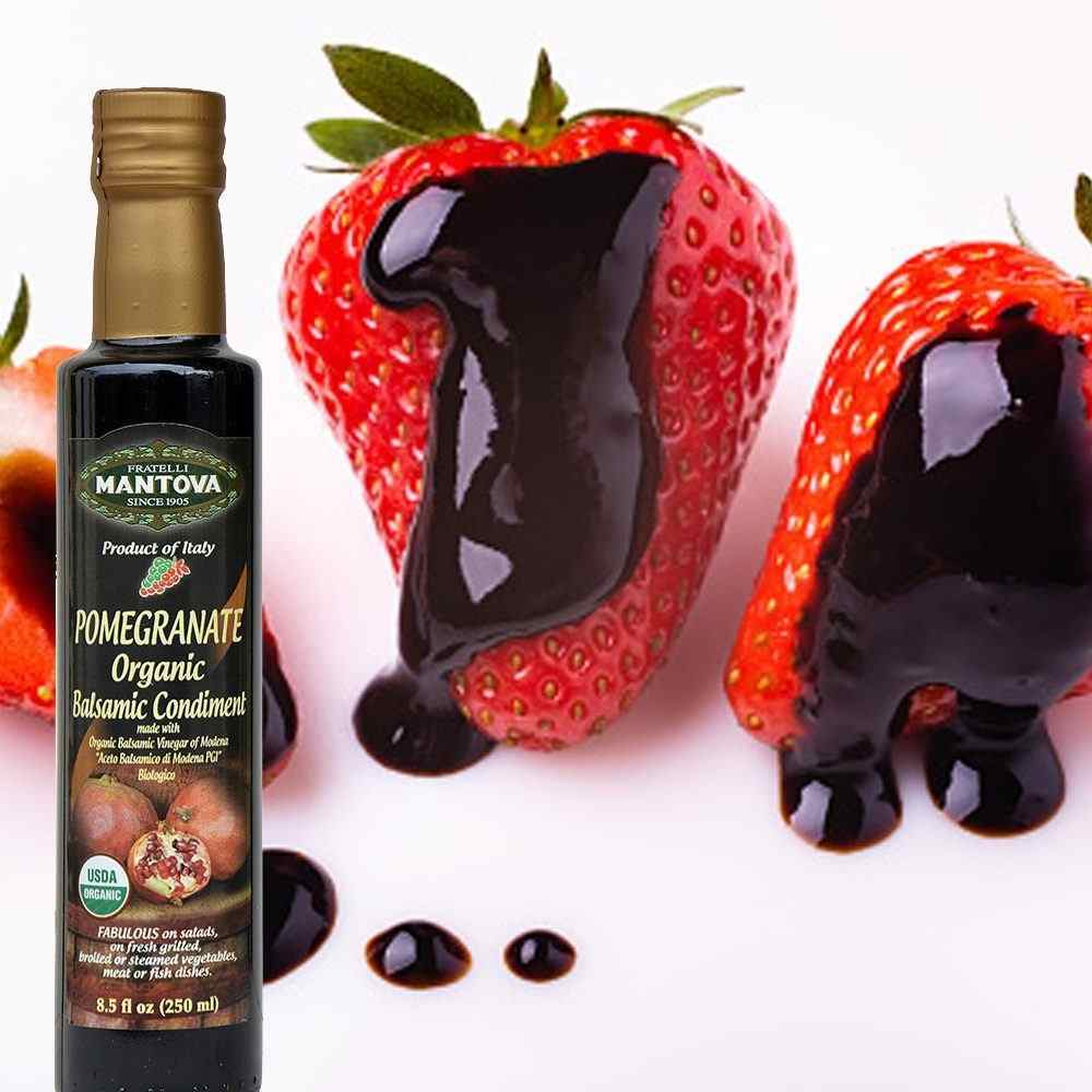 Mantova Organic Pomegranate Balsamic Vinegar of Modena, 8.5 oz