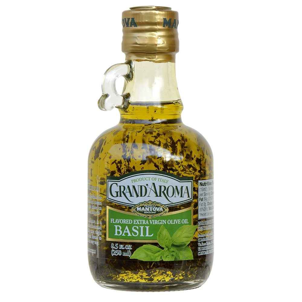 Mantova Grand'Aroma Flavored Extra Virgin Olive Oil Variety Set: Basil, Garlic, Truffle and Tuscan Herbs, 8.5 fl. oz.