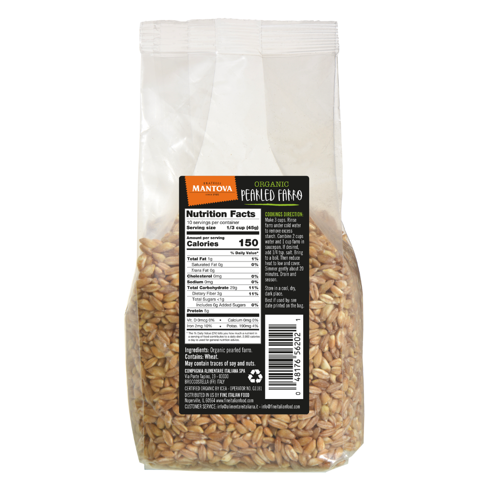 Mantova Organic Pearled Farro, 16 oz.