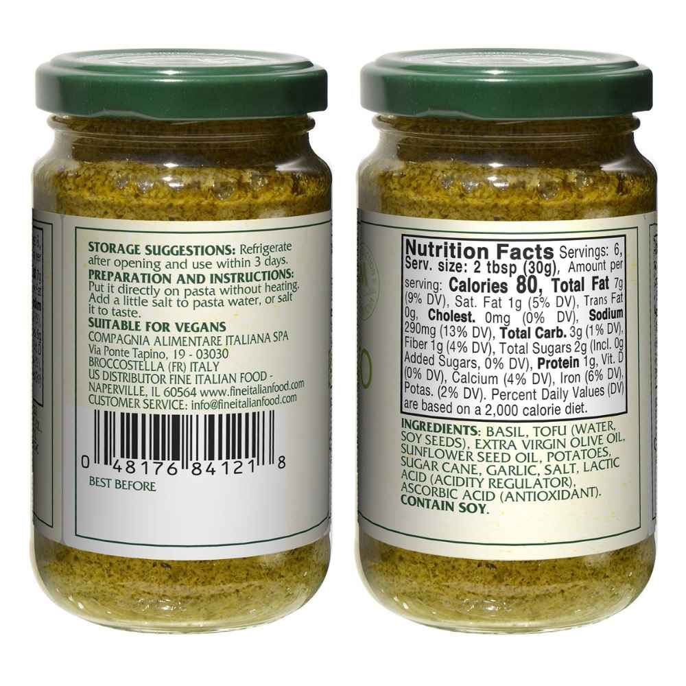 Mantova Vegan Basil Pesto, 6.7 oz.