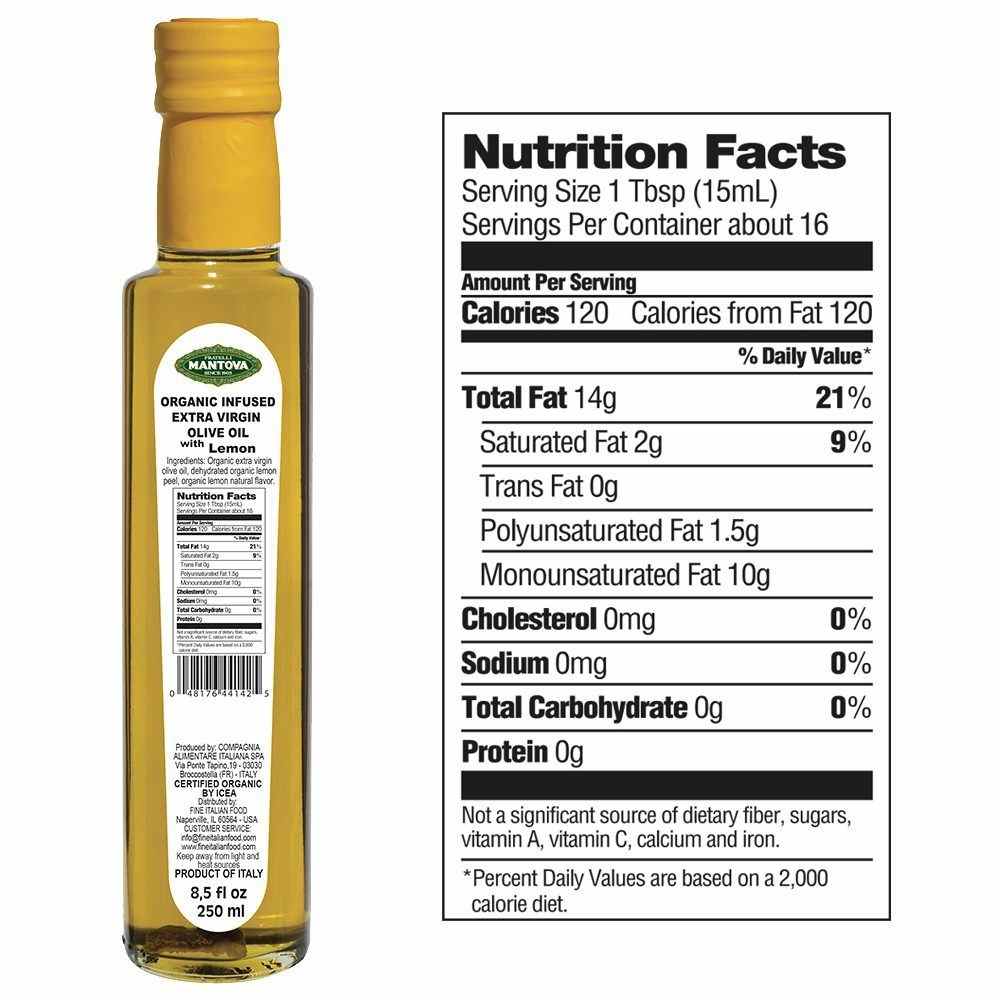 Mantova Organic Lemon Extra Virgin Olive Oil, 8.5 oz.