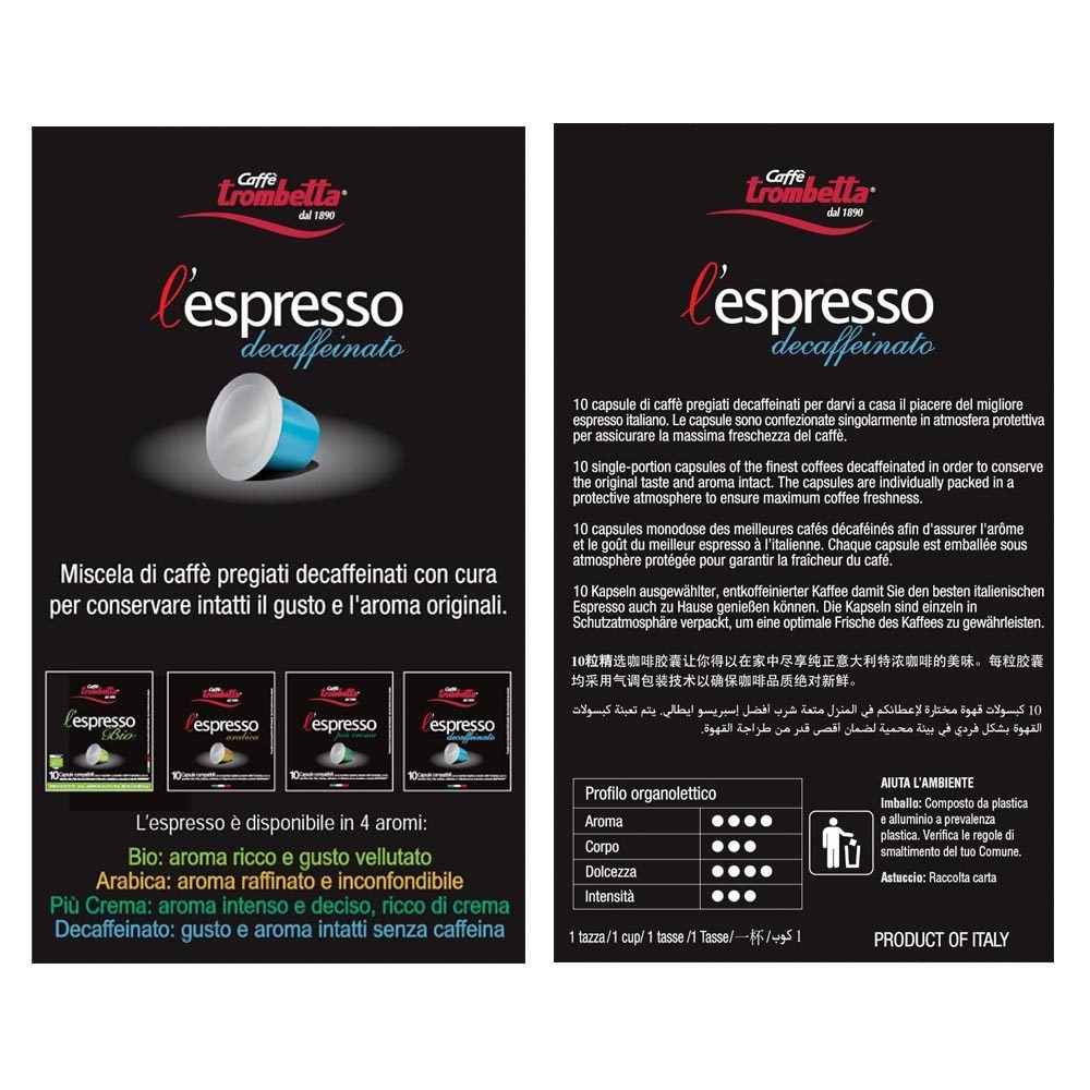 Trombetta Decaf Nespresso Pods, 10 count
