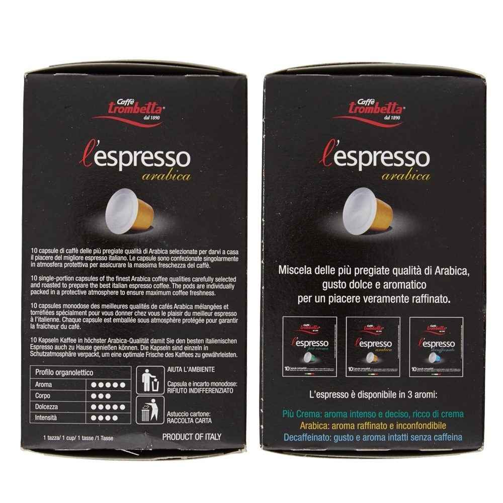 Caffè Trombetta L'Espresso Arabica, 10 Nespresso Capsules