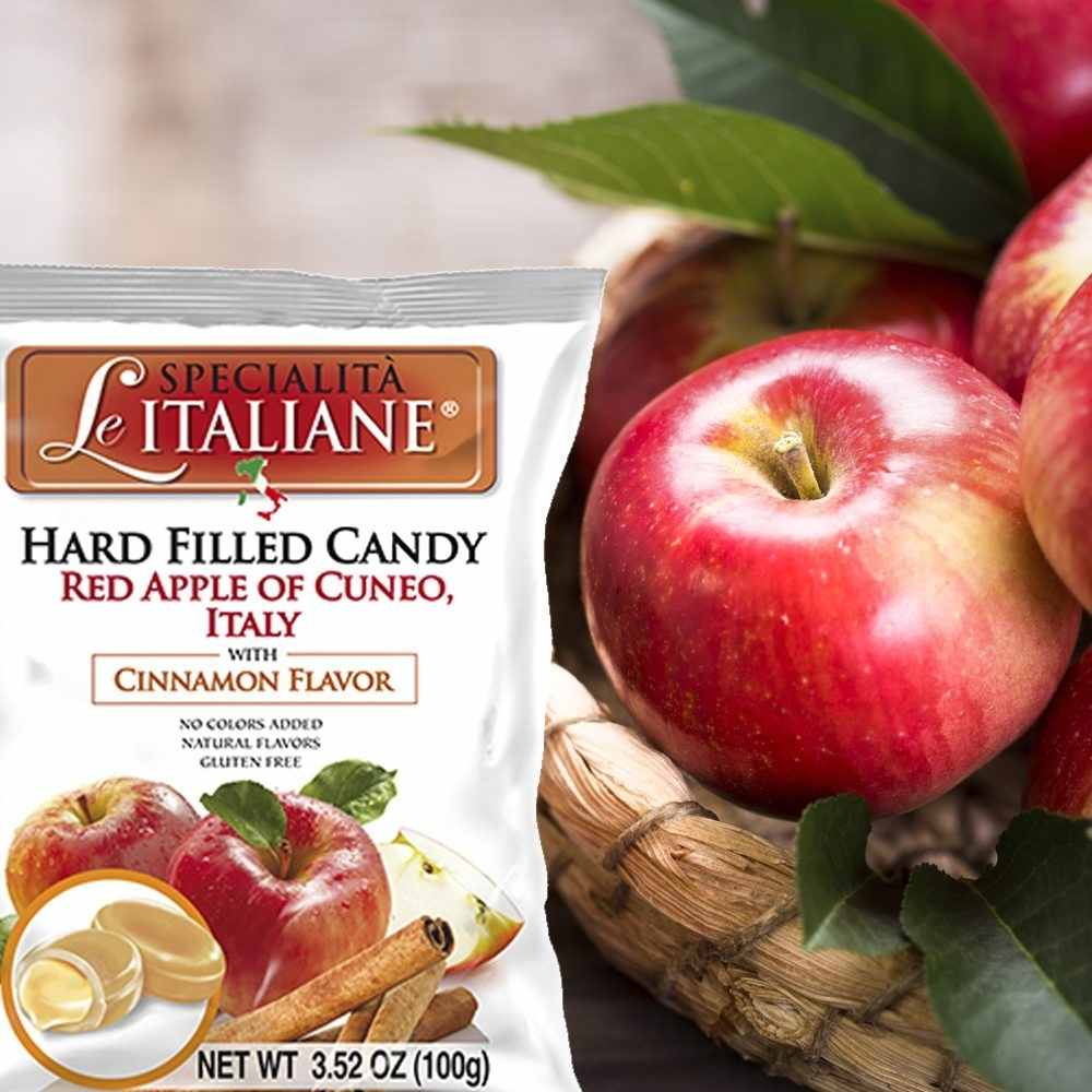 Le Specialità Italiane Hard Candy with Red Apple of Cuneo PGI and Cinnamon, 3.52 oz.