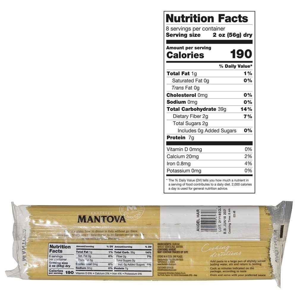 Mantova Bronze Cut Angel Hair Pasta, 1 lb.