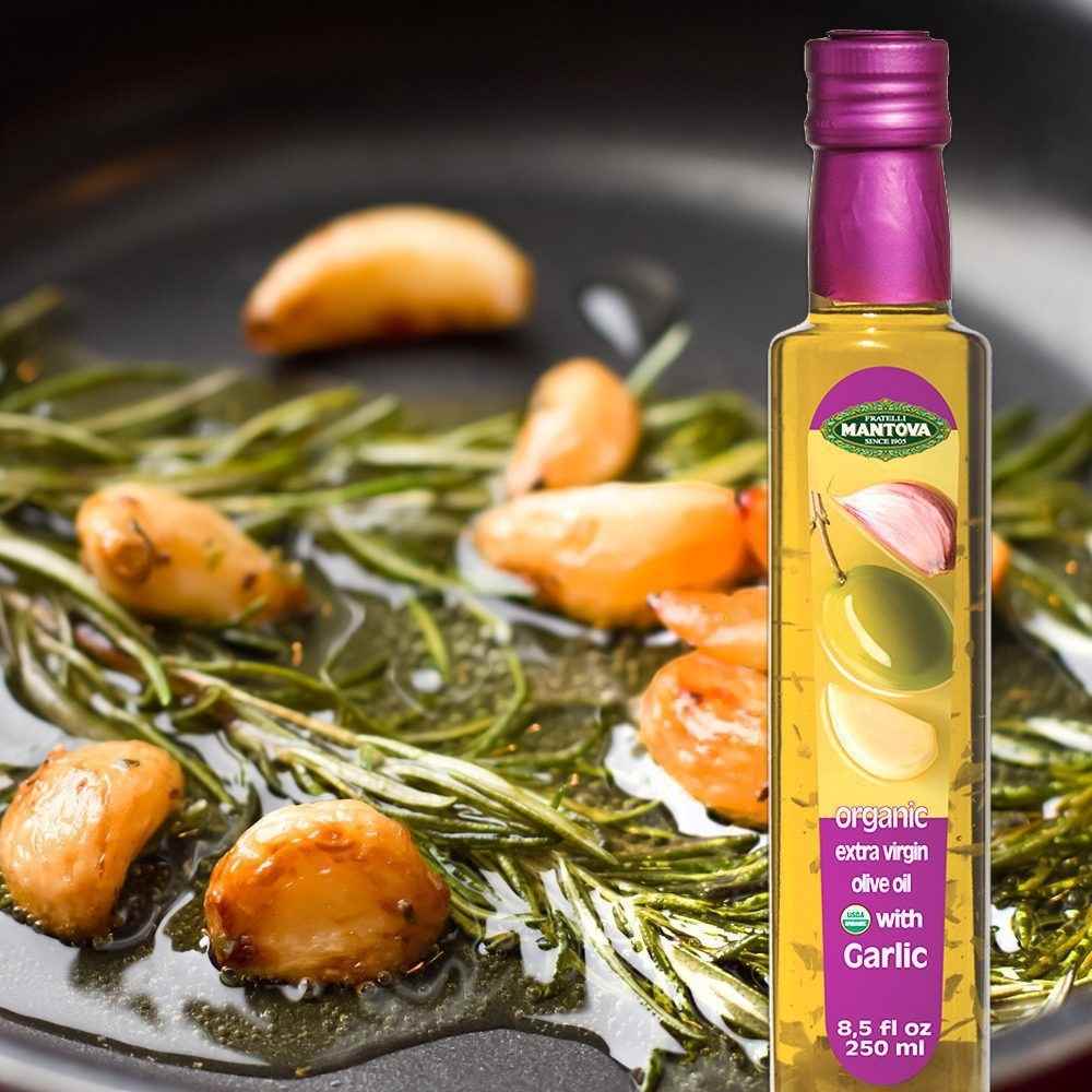 Mantova Organic Garlic Extra Virgin Olive Oil, 8.5 oz