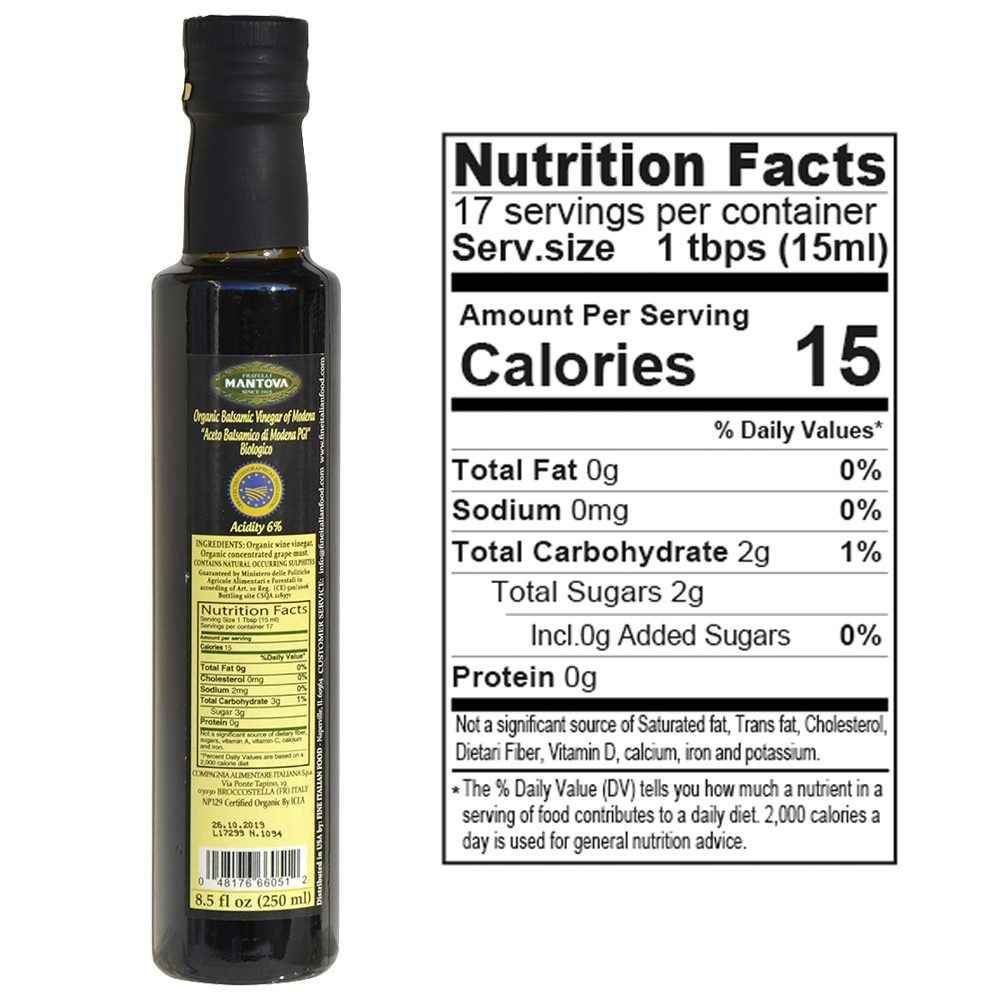 Mantova Organic Balsamic Vinegar of Modena, 8.5 oz