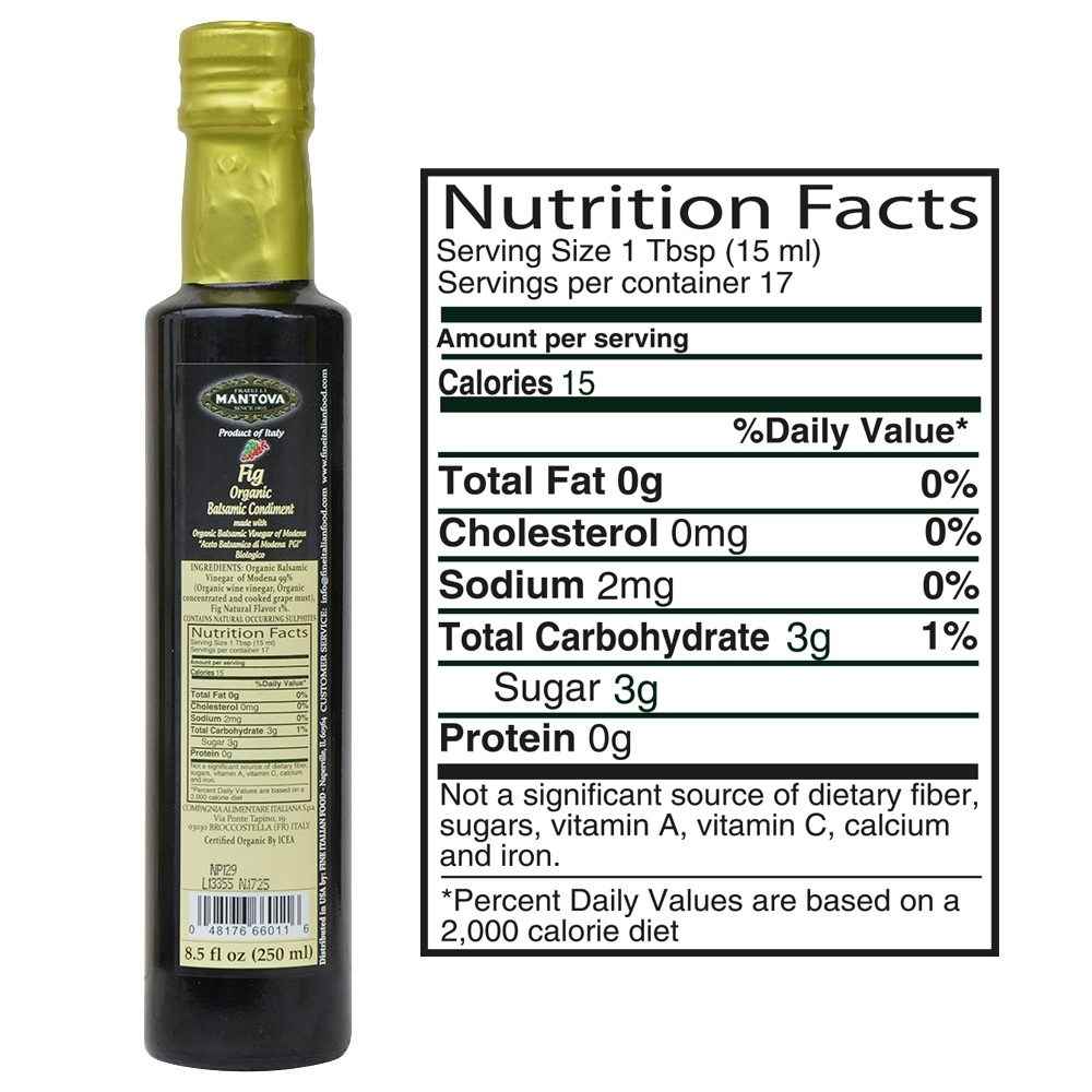 Mantova Organic Fig Balsamic Vinegar of Modena, 8.5 fl. oz.