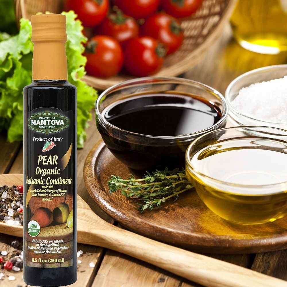 Mantova Organic Pear Balsamic Vinegar of Modena, 8.5 oz