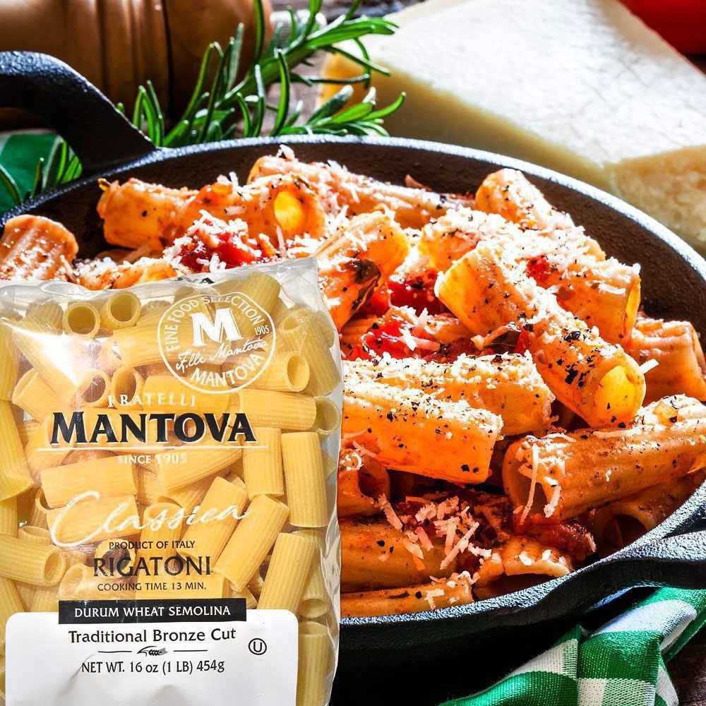 Mantova Bronze Cut Rigatoni Pasta, 1 lb.