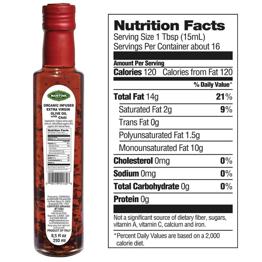 Mantova Organic Chili Extra Virgin Olive Oil, 8.5 oz.