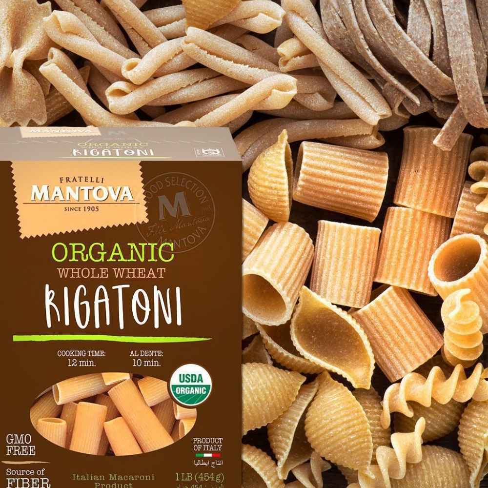 Mantova Organic Whole Wheat Rigatoni, 1 lb.