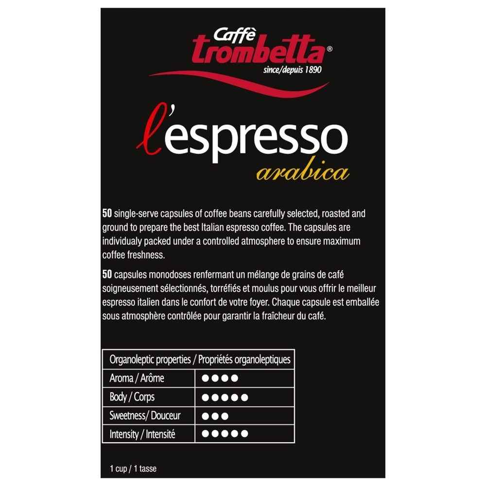 Caffè Trombetta L'Espresso Arabica, 10 Nespresso Capsules