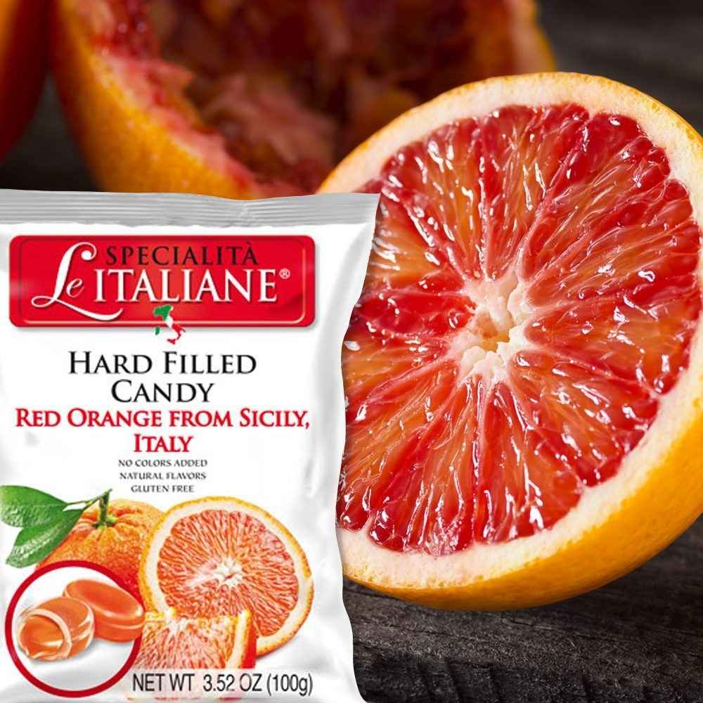 Le Specialità Italiane Hard Candy with Red Orange of Sicily, 3.52 oz.
