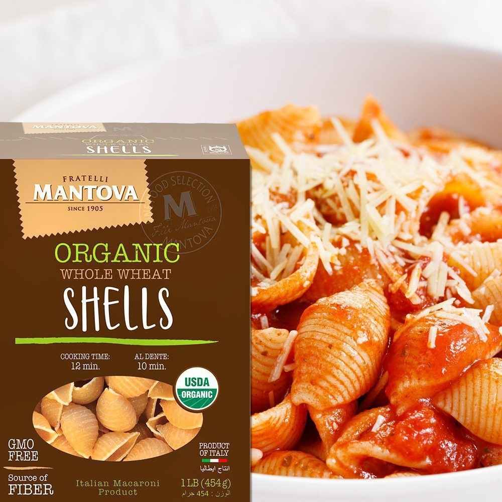 Mantova Organic Whole Wheat Shells, 1 lb.