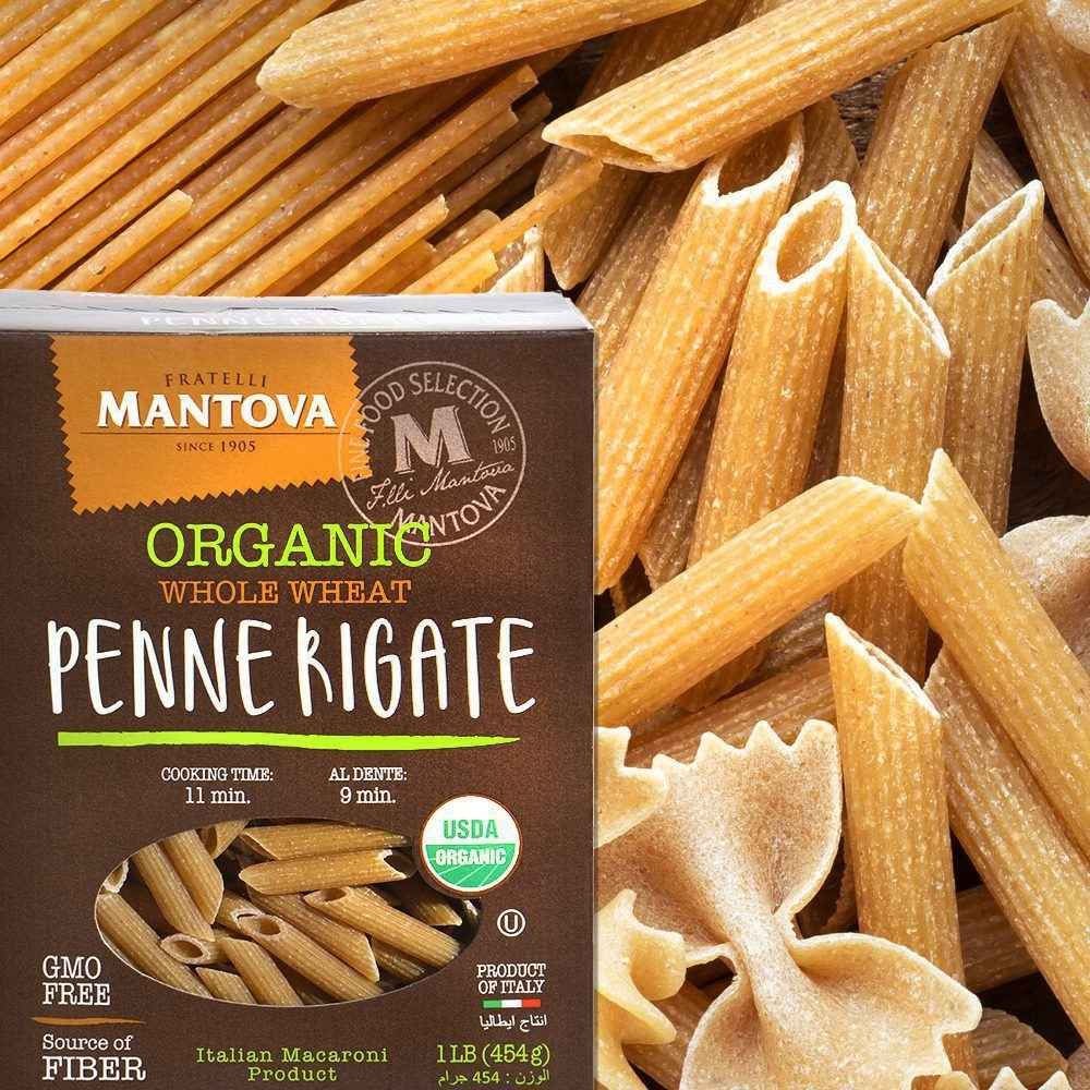 Mantova Organic Whole Wheat Penne Rigate, 1 lb.