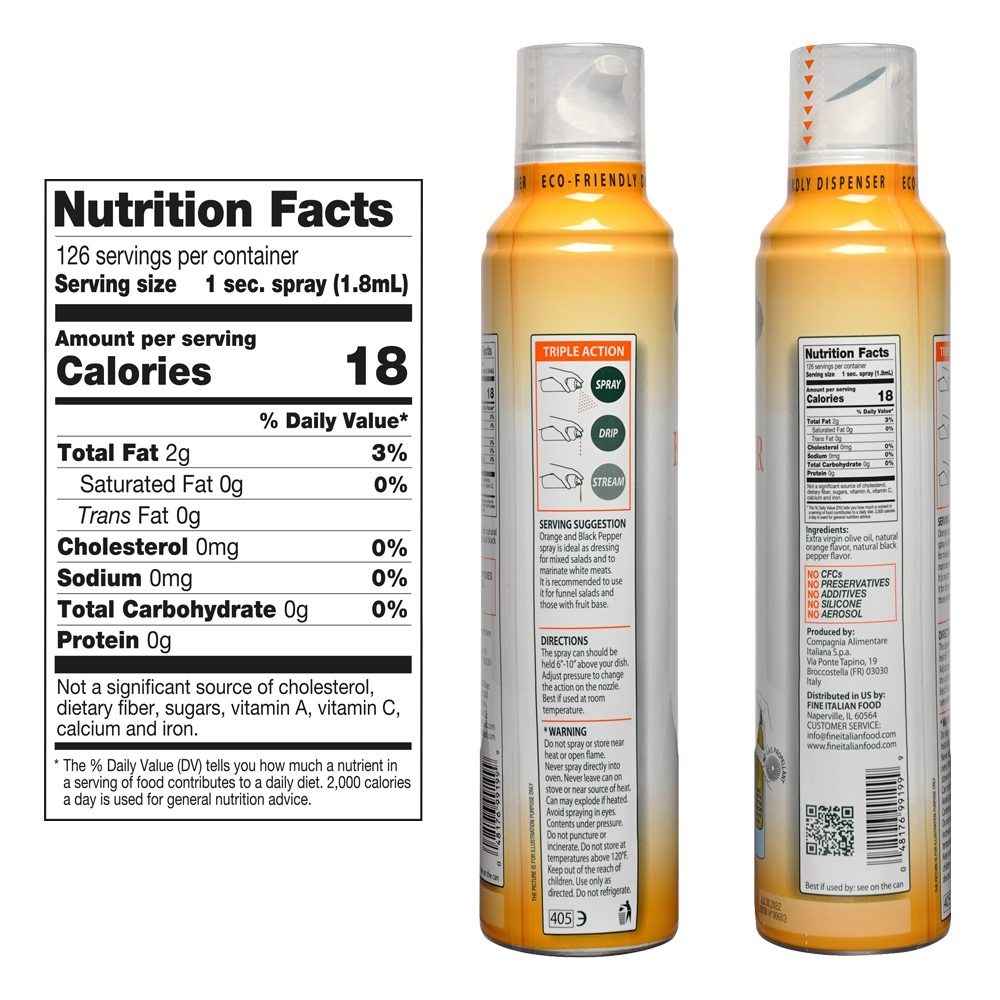 Mantova Orange & Black Pepper Extra Virgin Olive Oil Spray, 8 oz.