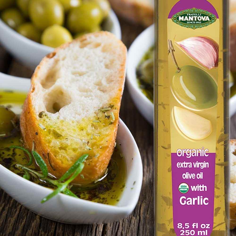Mantova Organic Garlic Extra Virgin Olive Oil, 8.5 oz