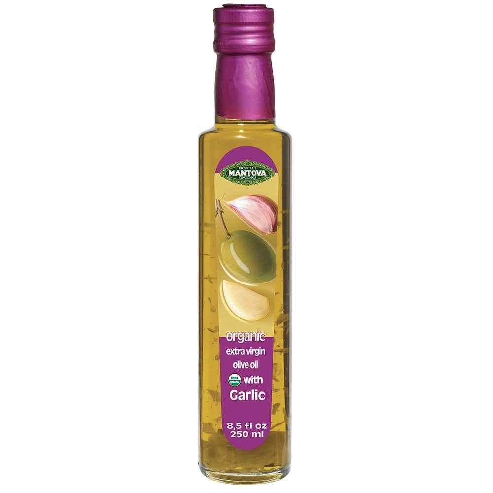 Mantova Organic Garlic Extra Virgin Olive Oil, 8.5 oz