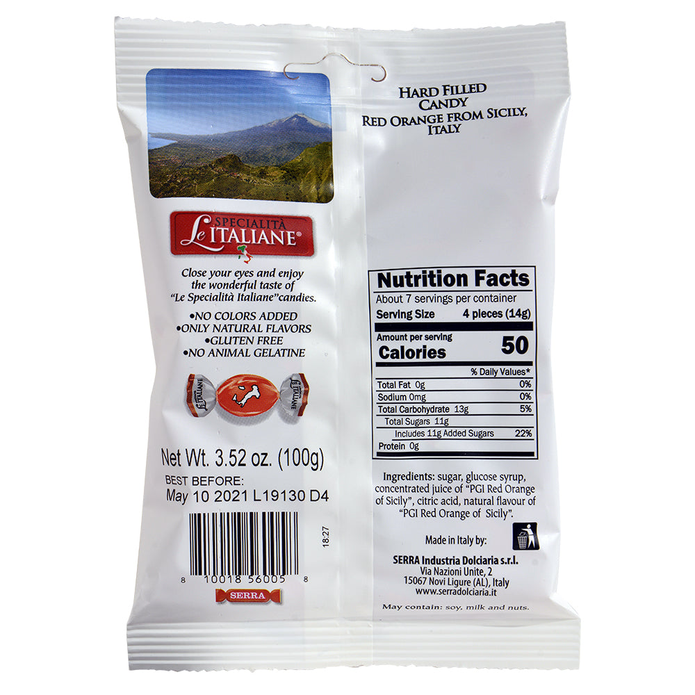 Le Specialità Italiane Hard Candy with Red Orange of Sicily, 3.52 oz.