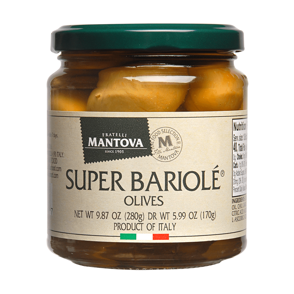 Mantova Super Bariolé Olives, 9.87 oz.