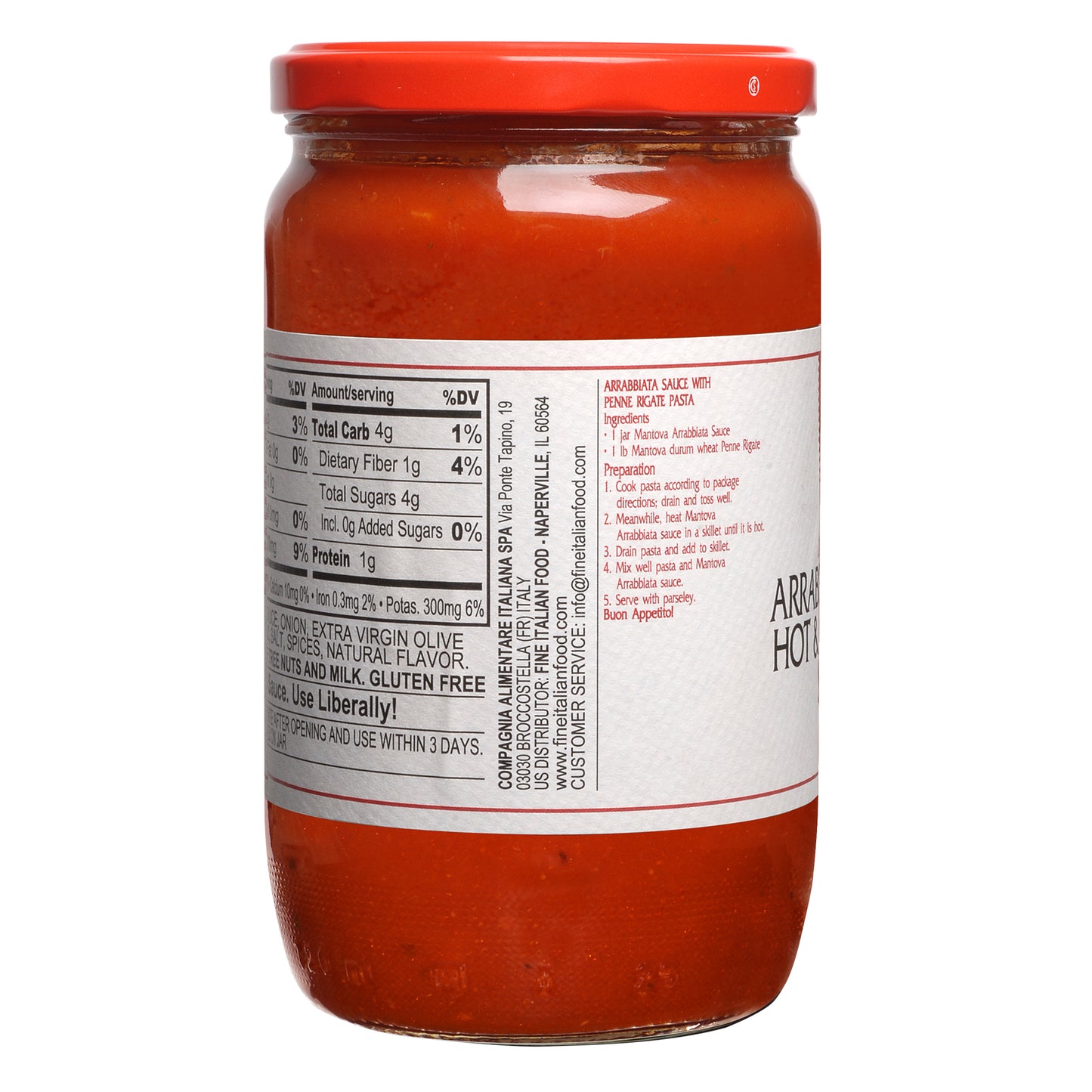 Mantova Arrabbiata Hot & Spicy Sauce, 24 oz.