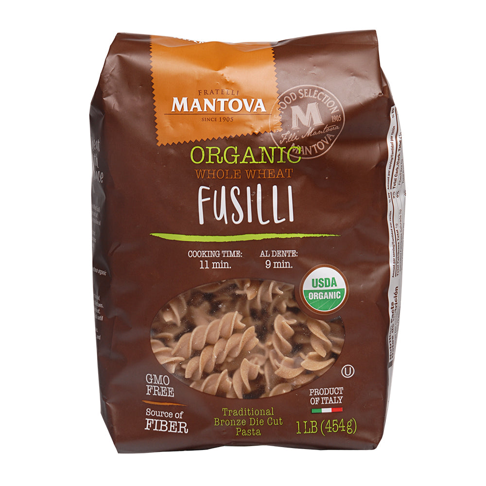 Mantova Organic Whole Wheat Fusilli, 1 lb.
