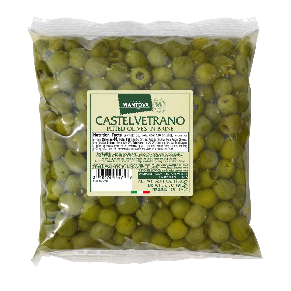 Mantova Whole Castelvetrano Olives in Brine, 52.91 oz. (3.3 lbs.)