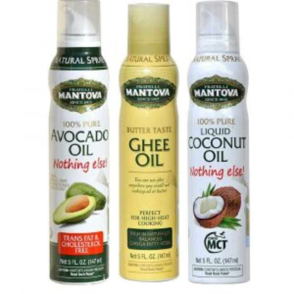 Mantova Keto Spray Oil Set: Avocado, Ghee, Coconut (5 oz. each)