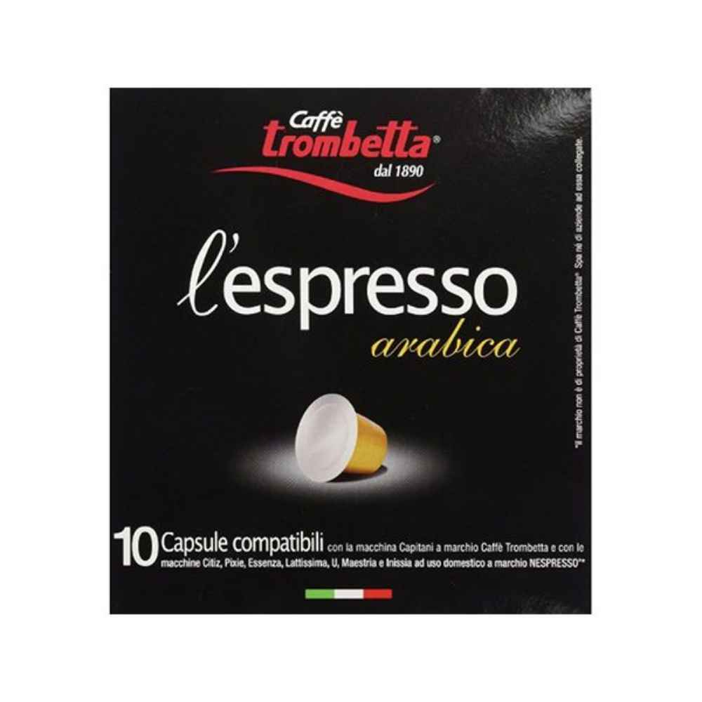 Caffè Trombetta L'Espresso Arabica, 10 Nespresso Capsules – Mantova Fine  Italian Food