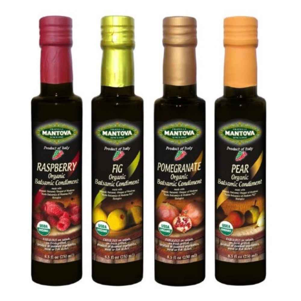 
                  
                    Mantova Organic Balsamic Vinegar of Modena: Pear, Fig, Raspberry, Pomegranate, 8.5 oz each
                  
                