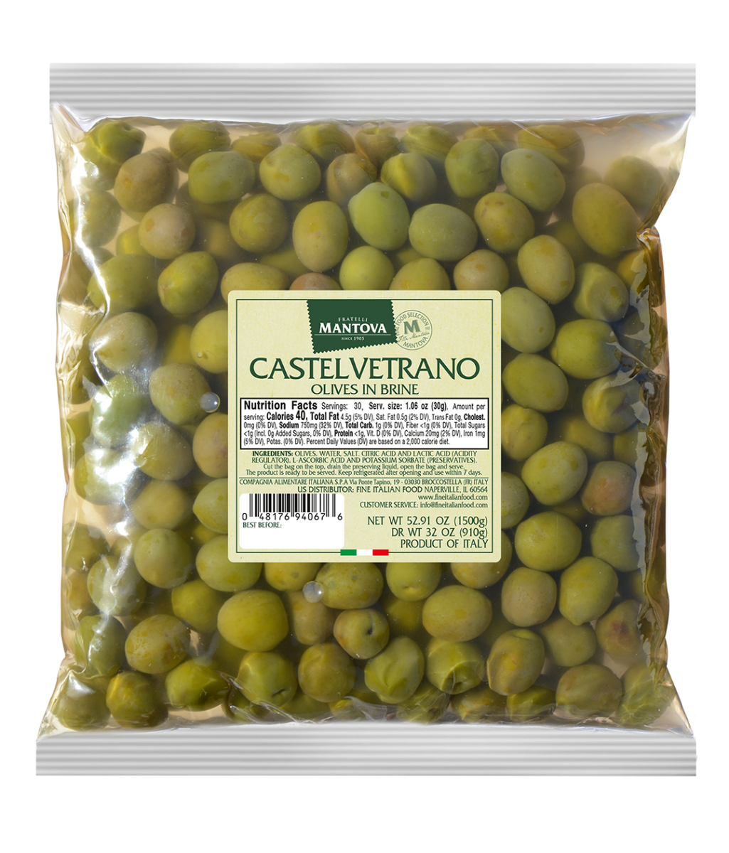 Mantova Whole Castelvetrano Olives in Brine, 52.91 oz. (3.3 lbs
